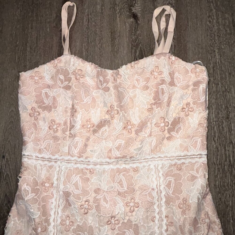 Arose Studio, Inc. Women's Sleeveless Lace Lined Dress Pink White Size L Large - Picture 3 of 6